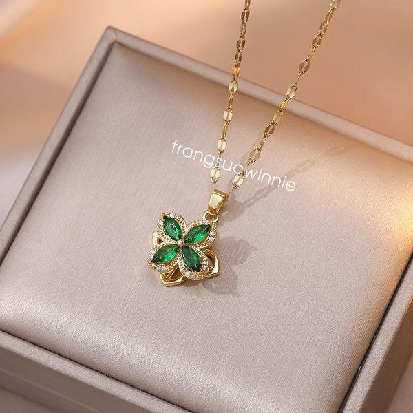  Dây chuyền titan Hoa xoay Xanh 