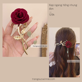  Kẹp ngang Hồng nhung đơn 