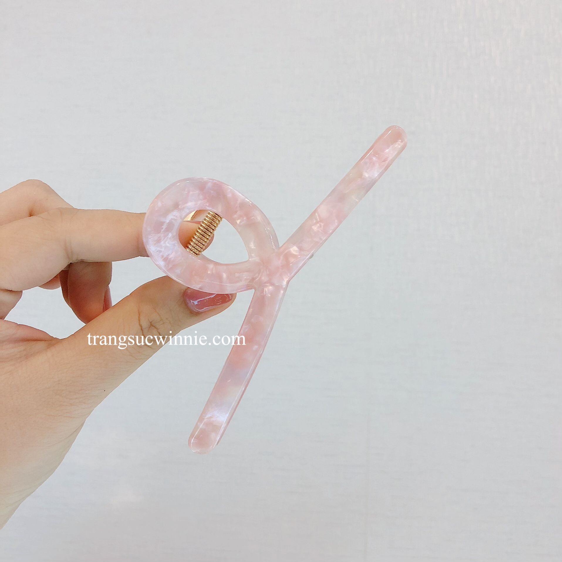  Kẹp tóc Xà cừ chéo - Hồng 