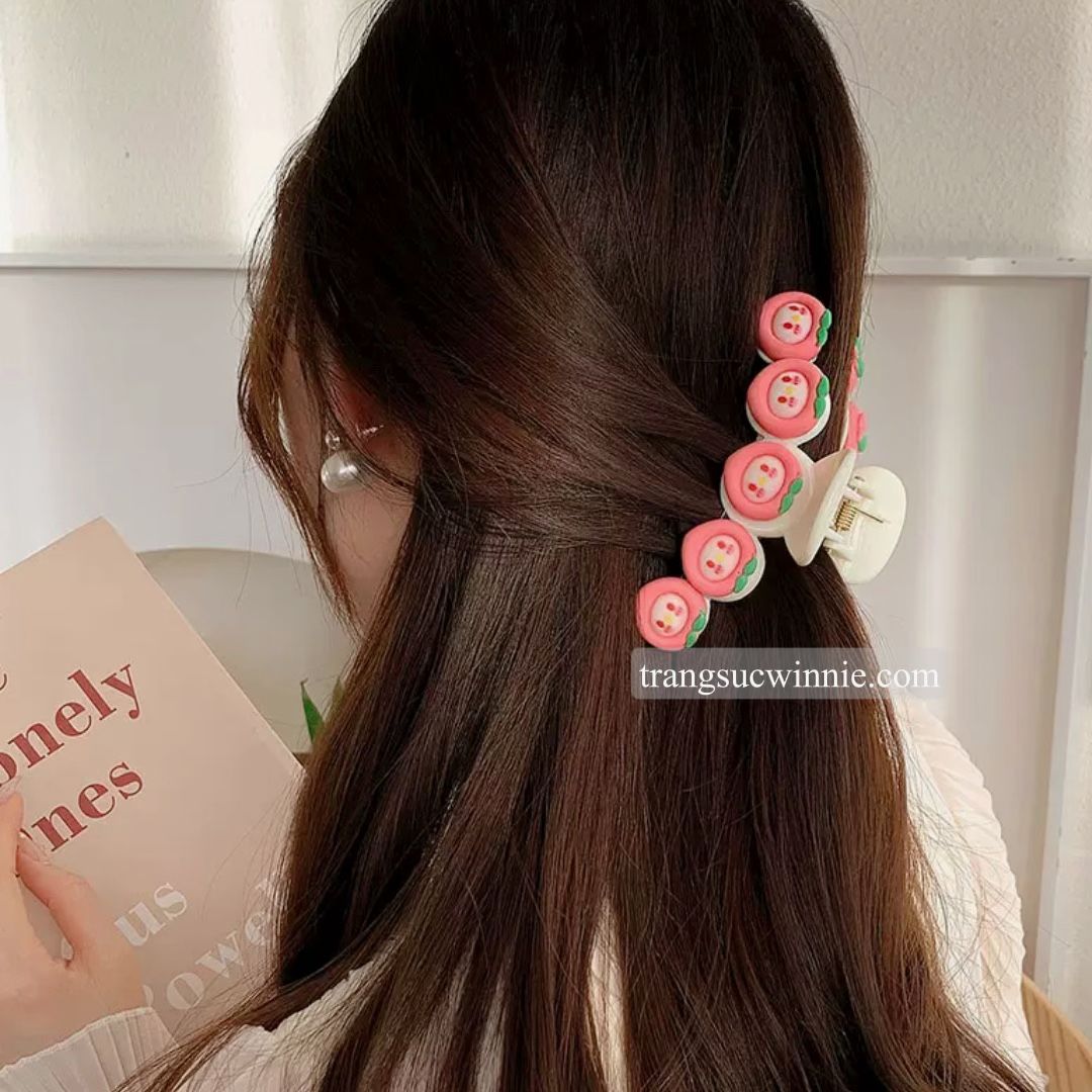  Kẹp tóc Bé đào trắng 