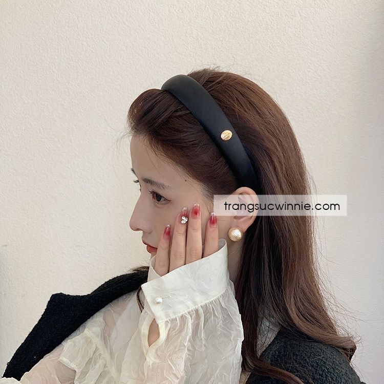  Cài tóc Satin Oval đen 