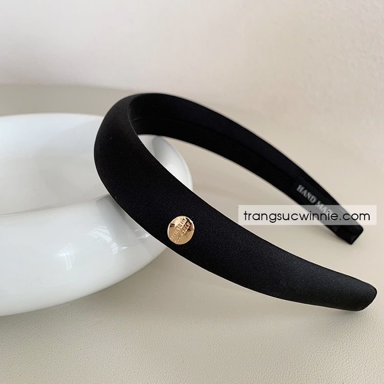  Cài tóc Satin Oval đen 