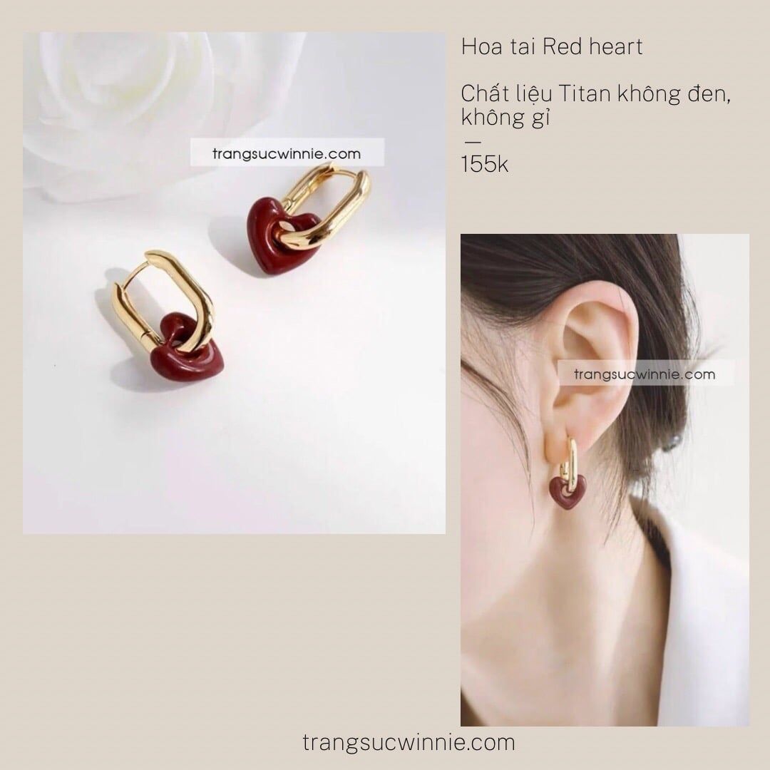  Hoa tai titan Red heart 
