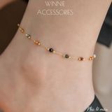  Lắc chân titan Pha lê màu 