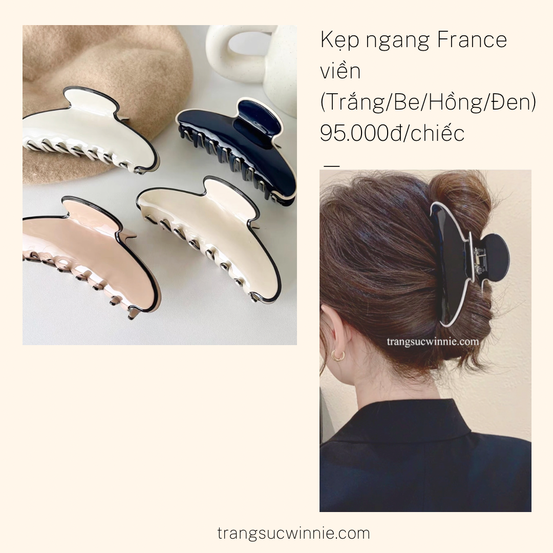  Kẹp tóc France viền - be 