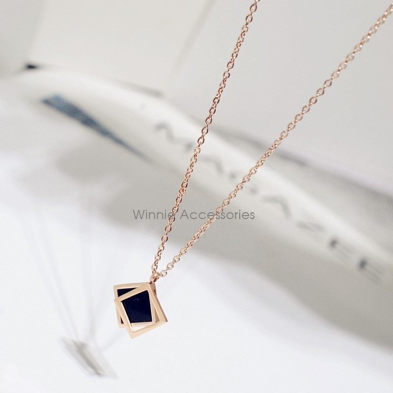  Dây chuyền titan 2square - Đ 