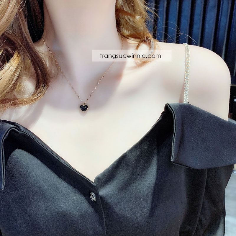  Dây chuyền titan 2 tone heart twist 