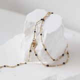  Dây chuyền titan Choker hạt đen 