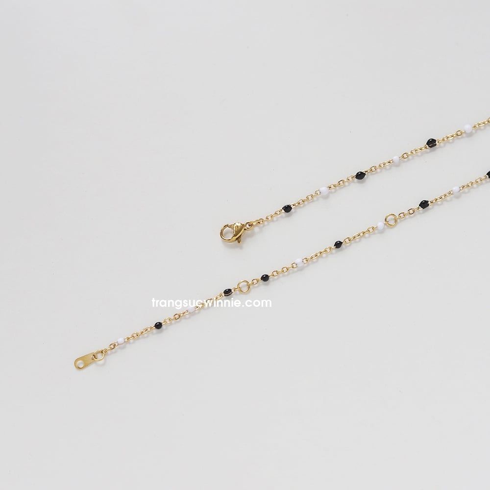  Dây chuyền titan Choker hạt đen 