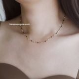  Dây chuyền titan Choker hạt đen 