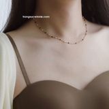  Dây chuyền titan Choker hạt đen 
