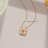  Dây chuyền titan Clover nam châm hoa 