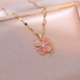  Dây chuyền titan Clover Opal hồng 