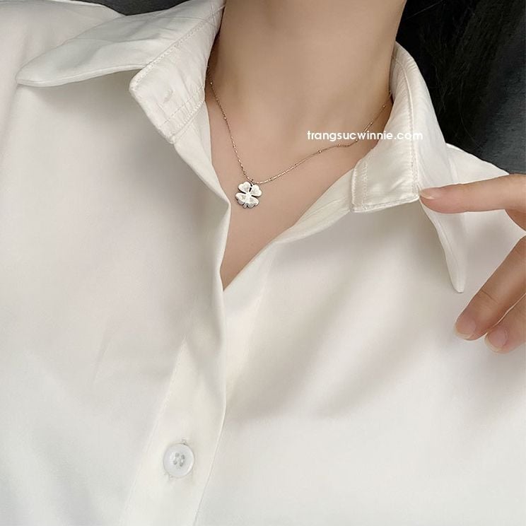  Dây chuyền titan Clover sọc B 