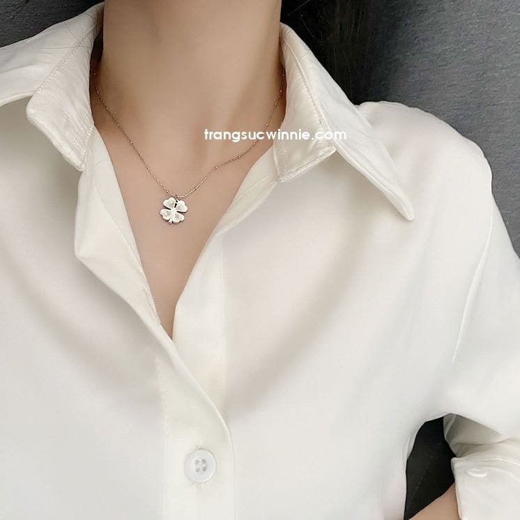  Dây chuyền titan Clover sọc B 