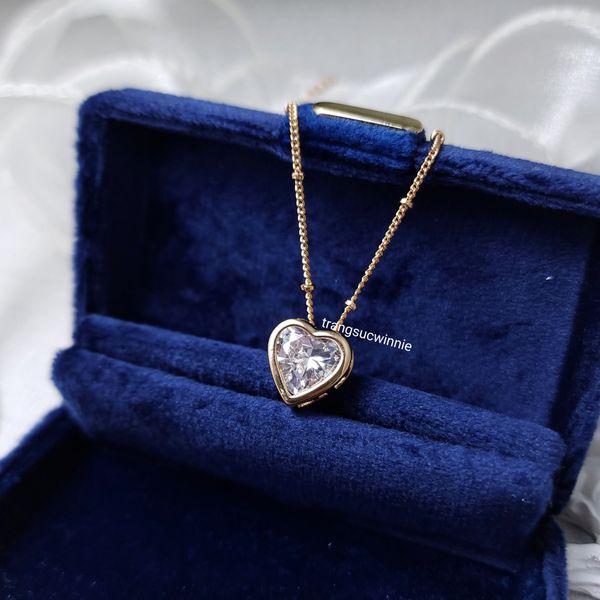  Dây chuyền titan Color heart Trắng 