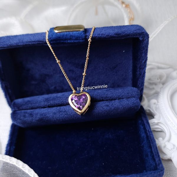  Dây chuyền titan Color heart Tím 