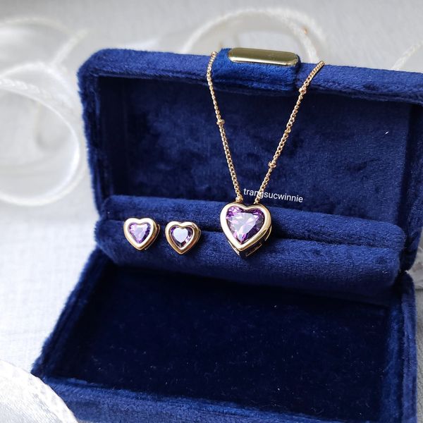  Dây chuyền titan Color heart Tím 