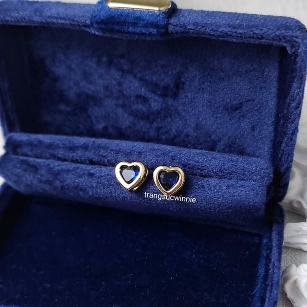  Hoa tai titan Color heart Xanh dương 