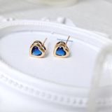  Hoa tai titan Color heart Xanh dương 