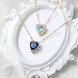  Dây chuyền titan Color heart Xanh nhạt 