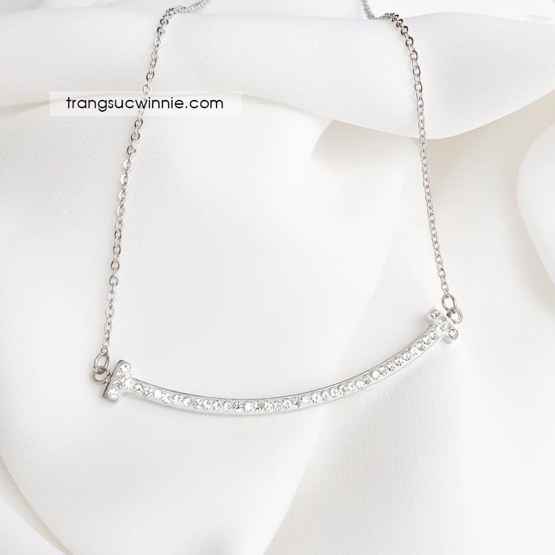  Dây chuyền titan Happiness đá B 