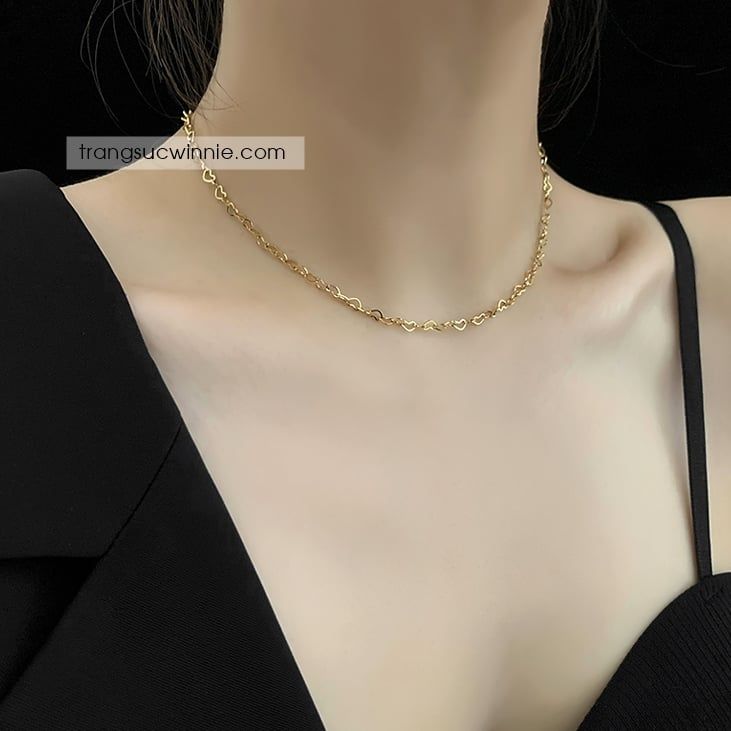  Dây chuyền titan Heart gold 