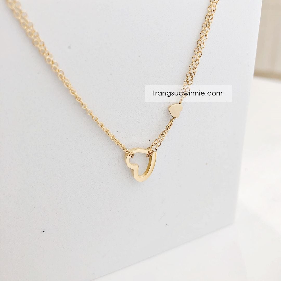  Dây chuyền titan Heart twin 