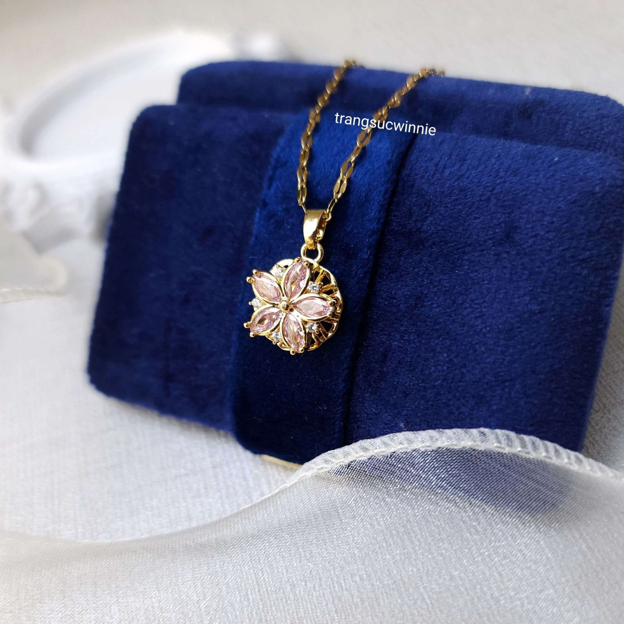  Dây chuyền titan Hoa 5 cánh hồng 
