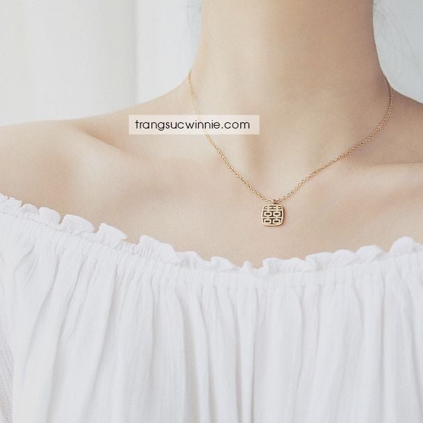  Dây chuyền titan Hỷ vuông 