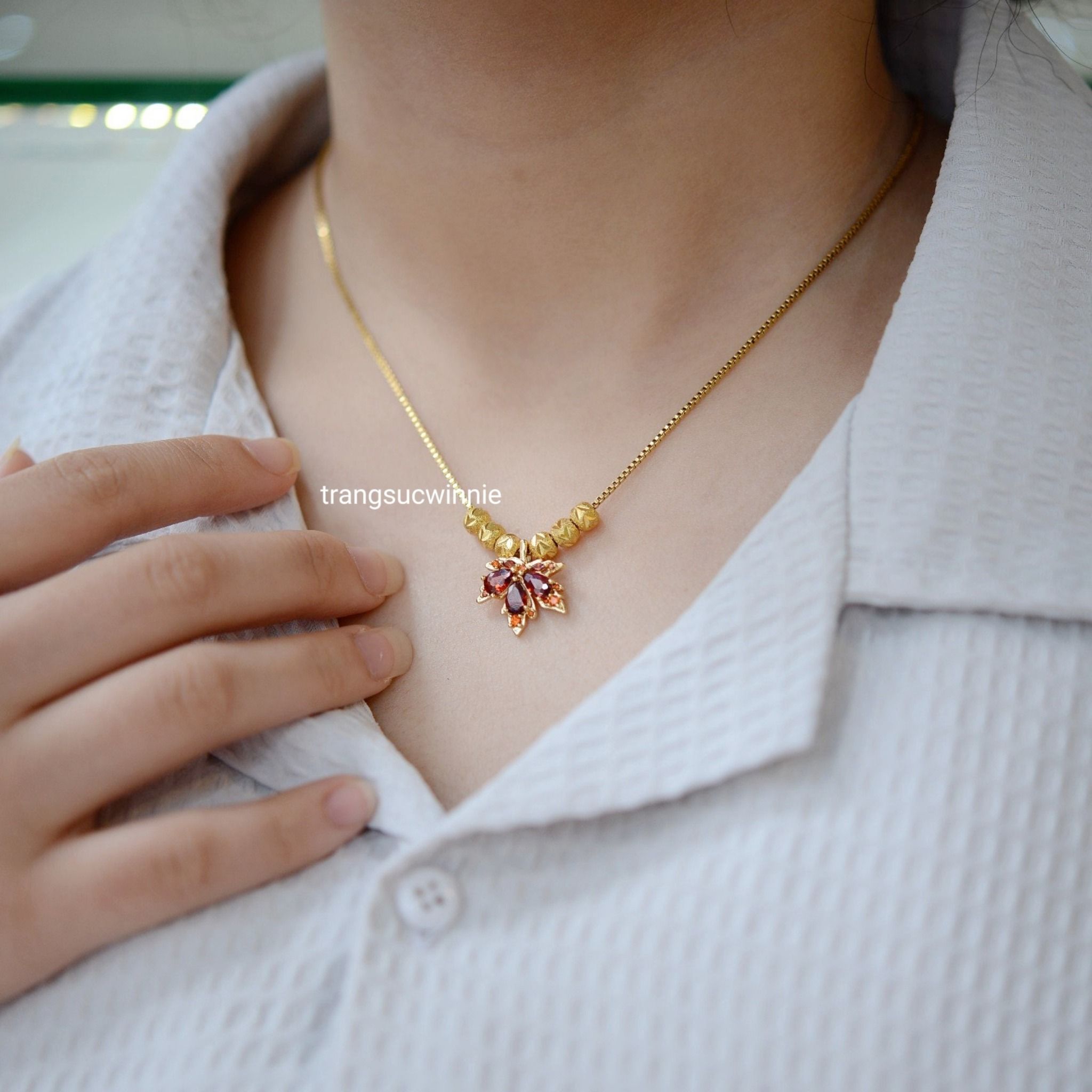  Dây chuyền titan Lá phong 