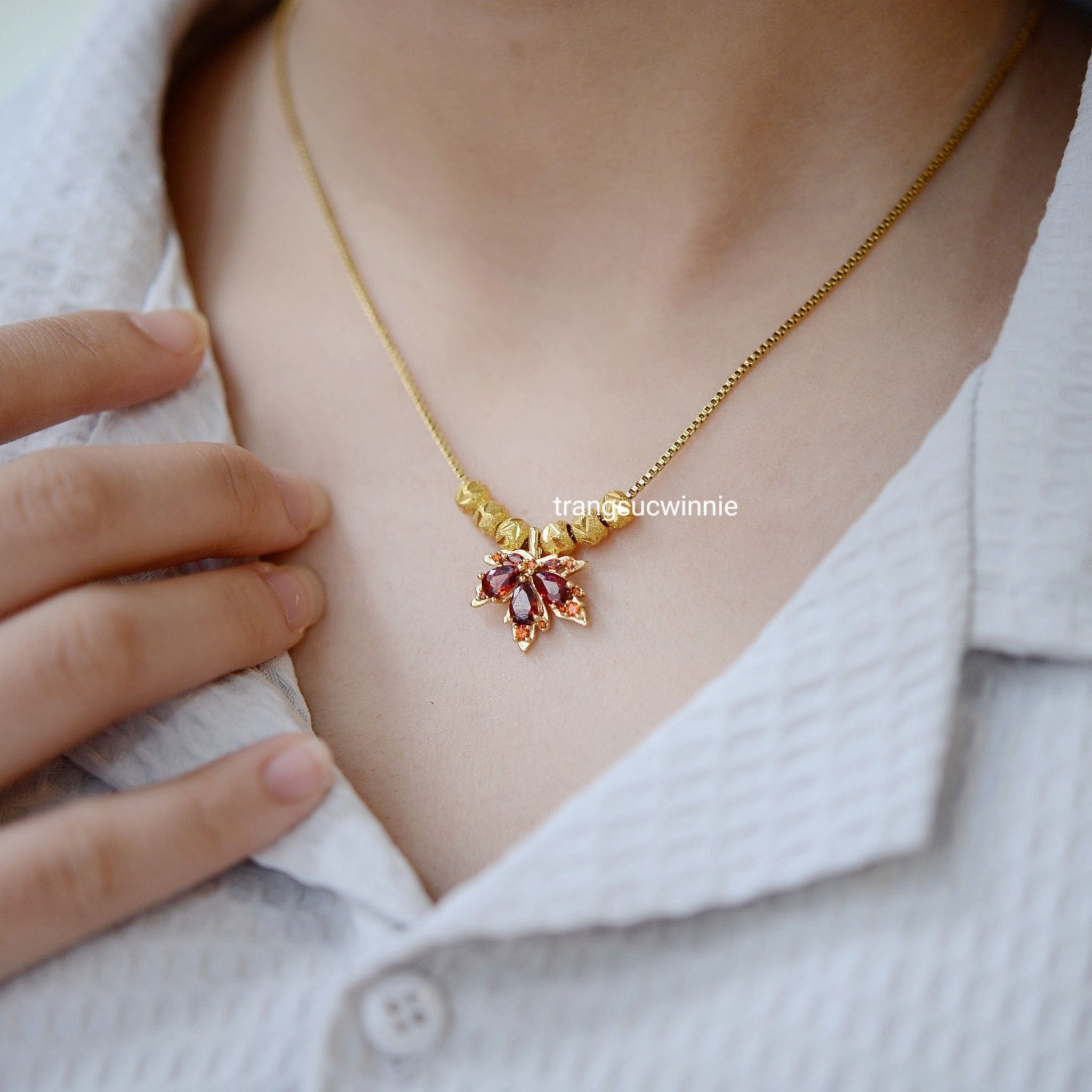  Dây chuyền titan Lá phong 