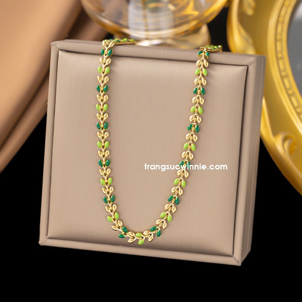  Dây chuyền titan Lá xanh 