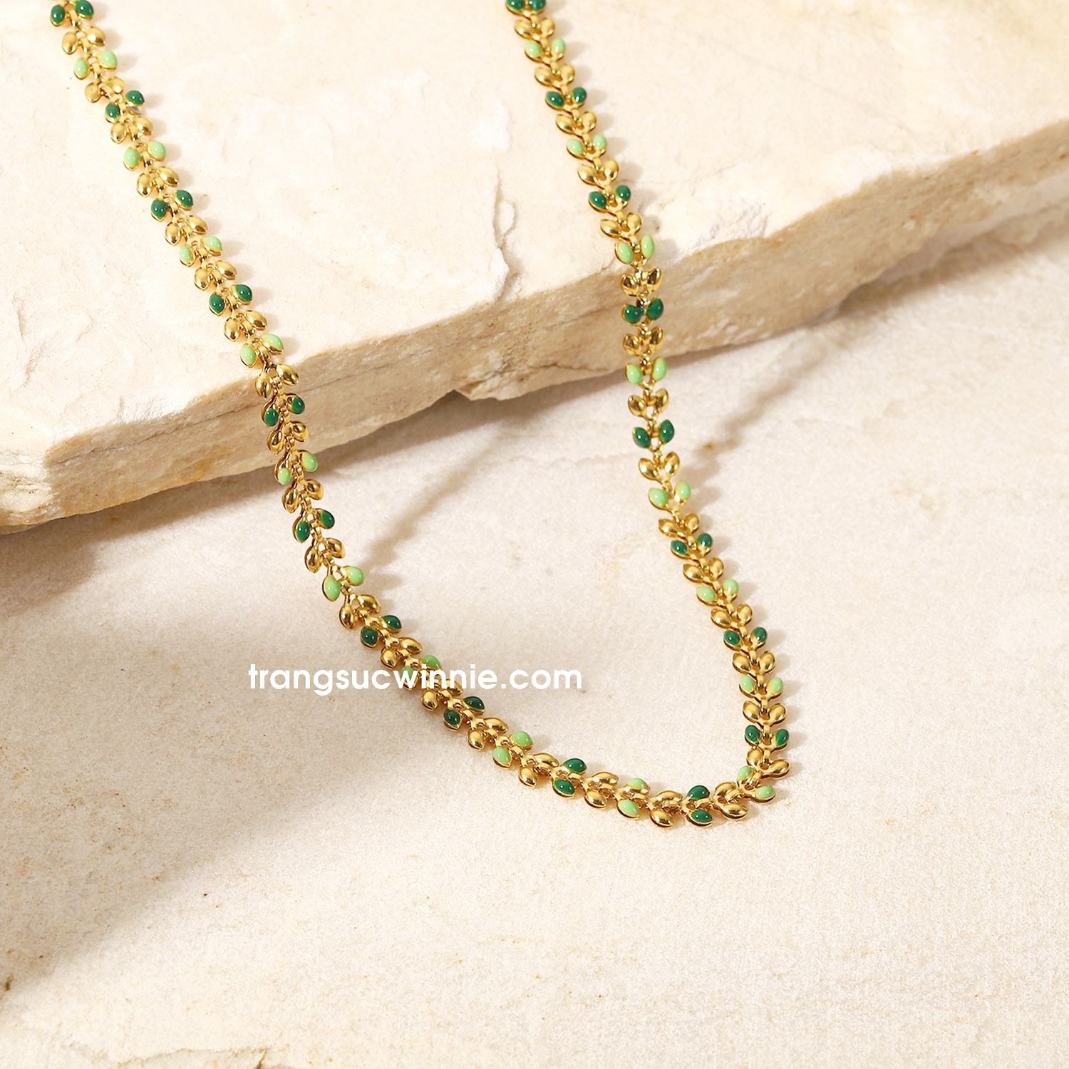  Dây chuyền titan Lá xanh 