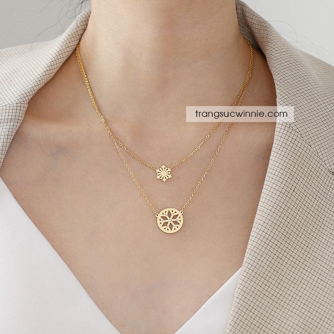  Dây chuyền titan Layer Snowflake 