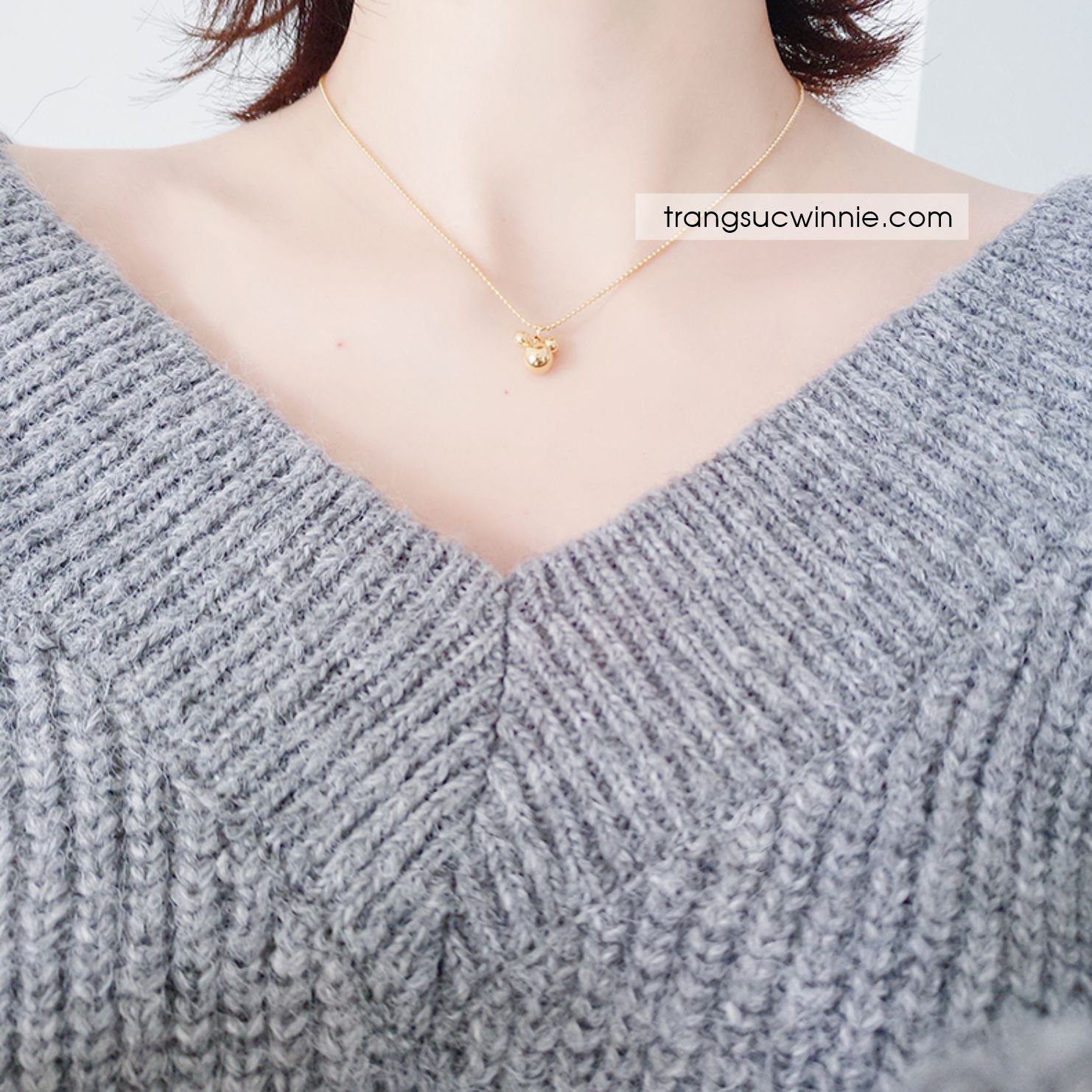  Dây chuyền titan Mickey bi 
