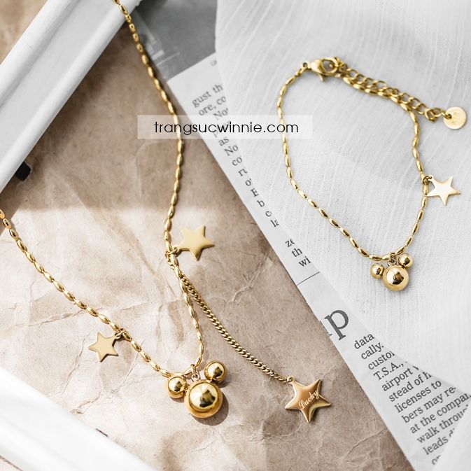  Dây chuyền titan Mickey star 