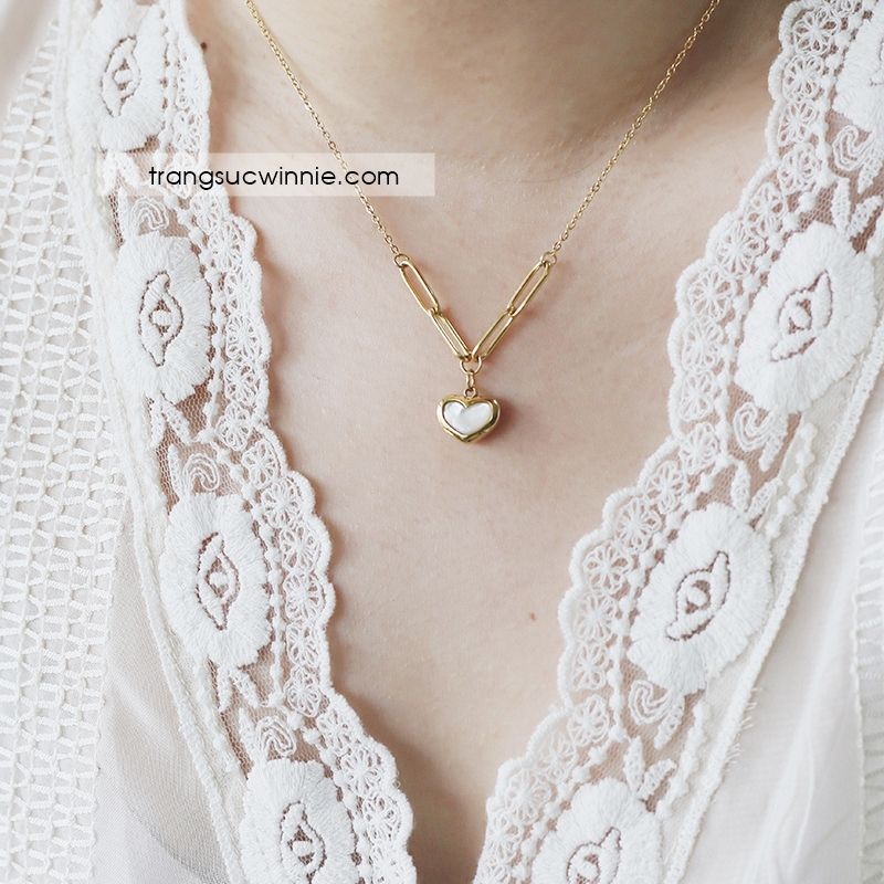  Dây chuyền titan Nacre Heart Chain 