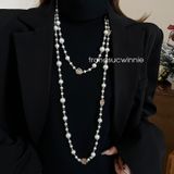  Dây chuyền Ngọc trai dài hoa hồng 