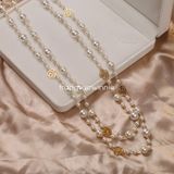  Dây chuyền Ngọc trai dài hoa hồng 