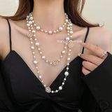  Dây chuyền Ngọc trai dài hoa hồng 