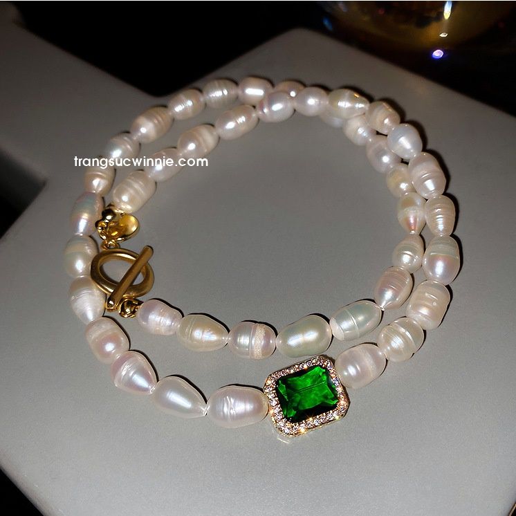  Dây chuyền Ngọc trai lục bảo 