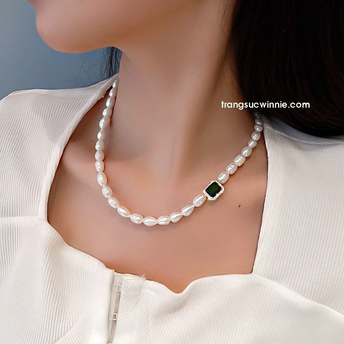  Dây chuyền Ngọc trai lục bảo 