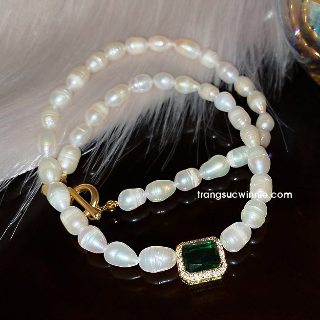  Dây chuyền Ngọc trai lục bảo 