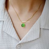  Dây chuyền titan Opal vuông xanh 
