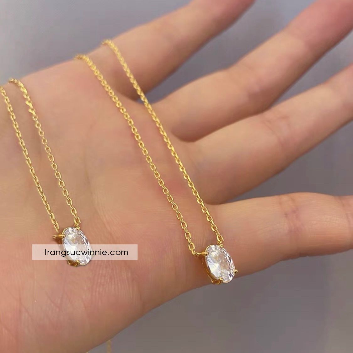  Dây chuyền titan Oval diamond 