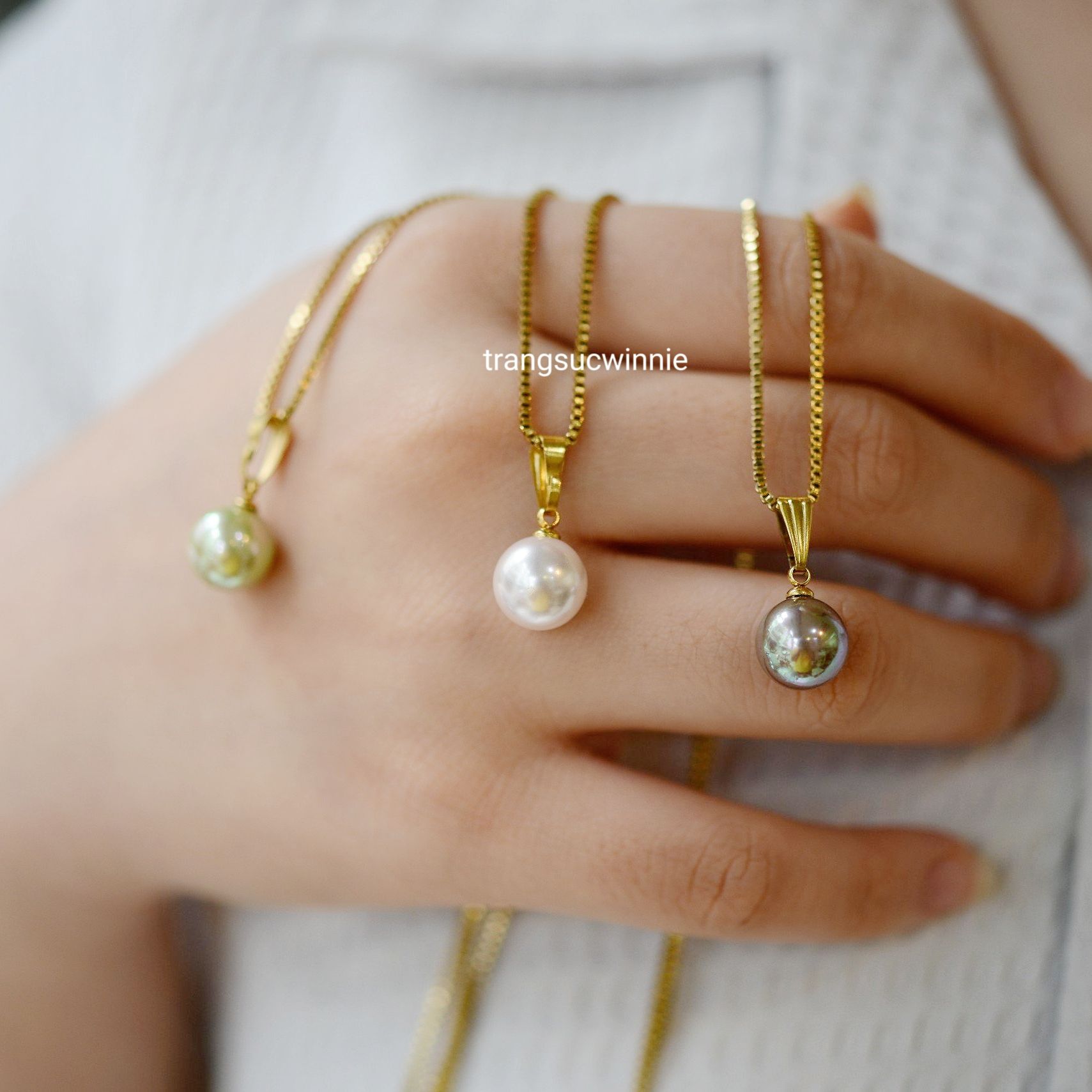  Dây chuyền titan Pearl 