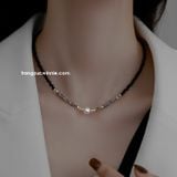  Dây chuyền titan Pha lê đen 