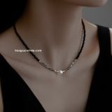  Dây chuyền titan Pha lê đen 