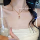  Dây chuyền titan Pink Square 